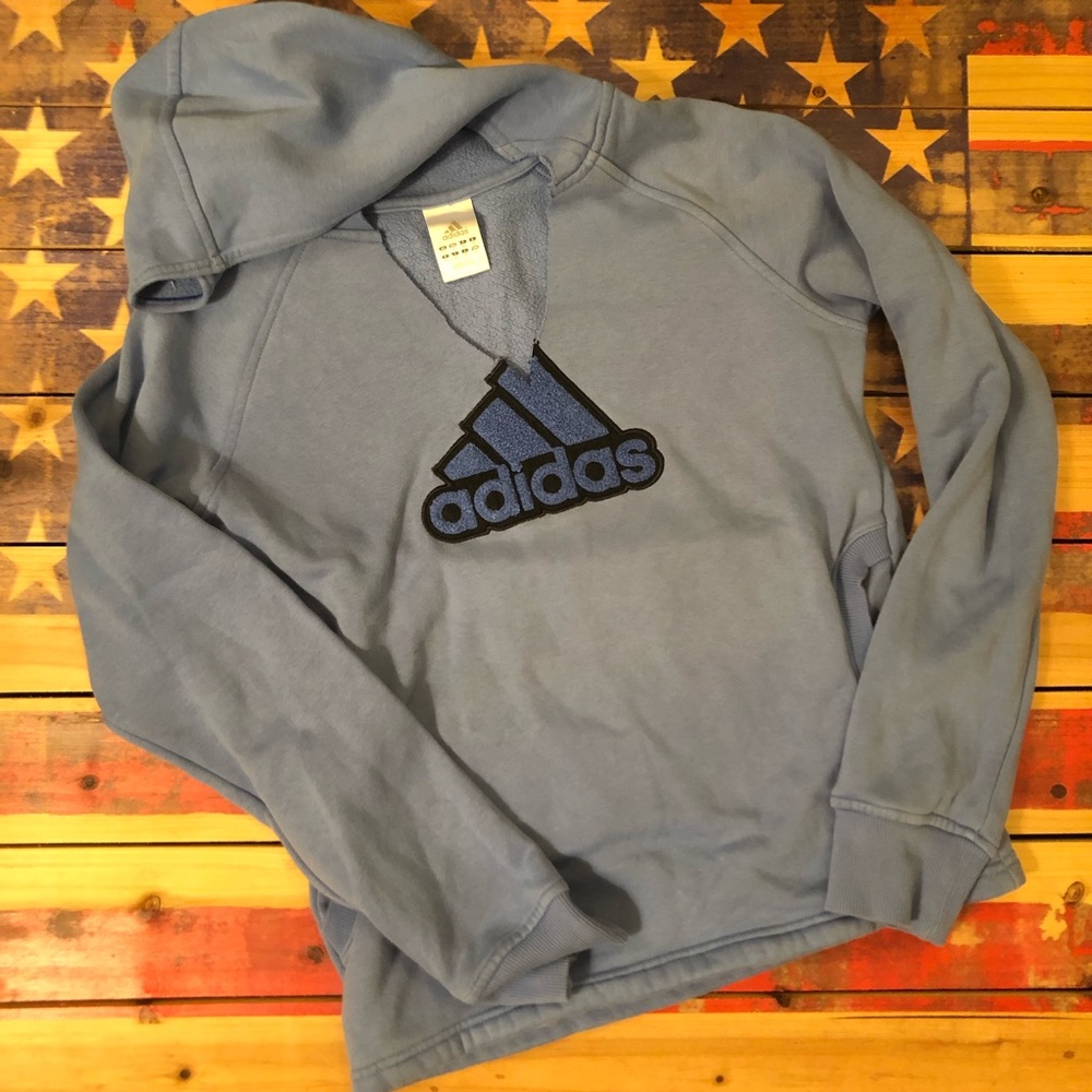 Adidas Light Blue Logo Hoodie Small
